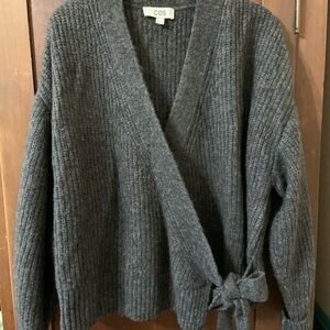 COS Charcoal Wrap Cardigan with Side Tie